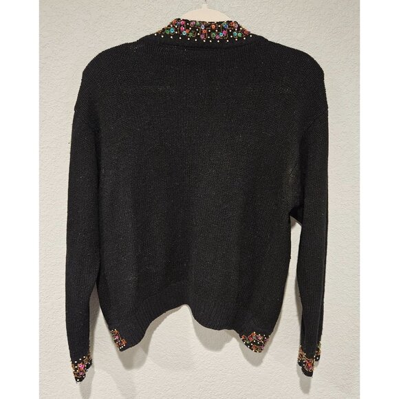 Cristina Woman Size L VTG Embellished Silk Angora blend Cardigan Art Colorful - Picture 4 of 8